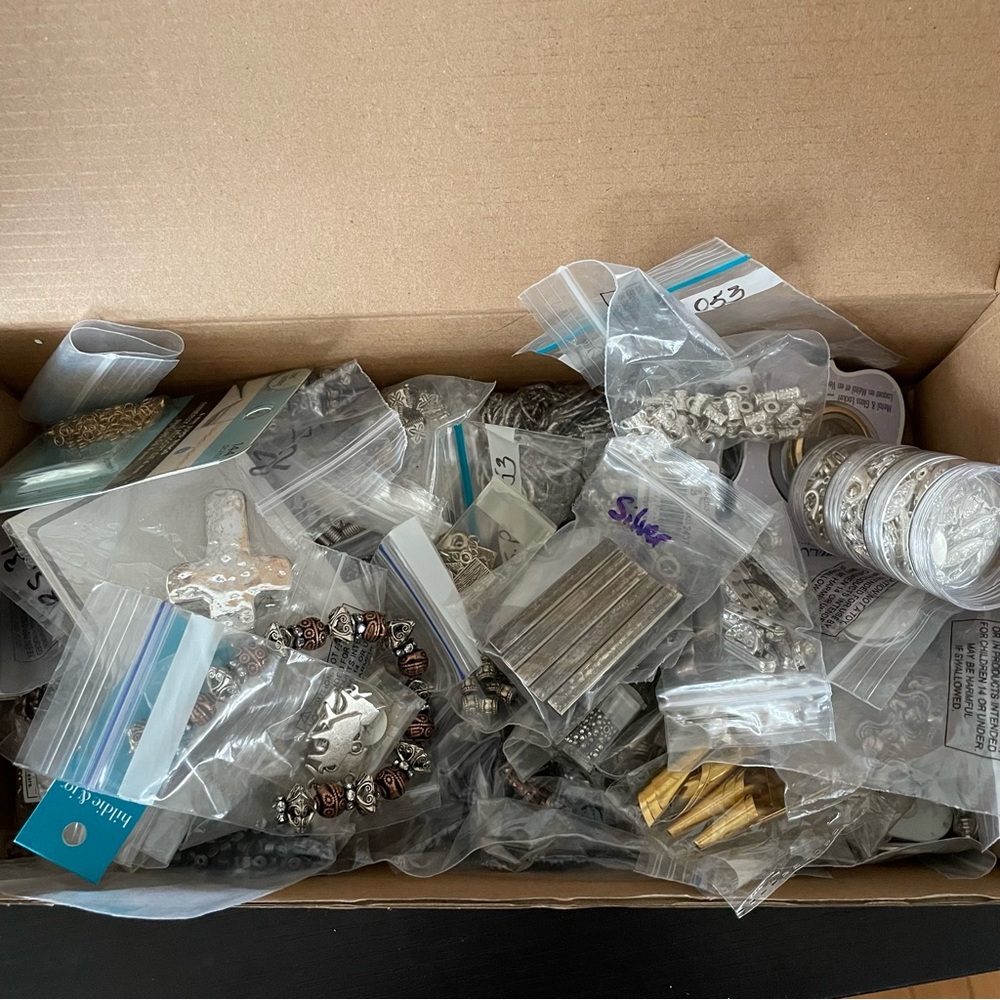 Assorted Mixed Metal Beads Jewelry Making Supplies Mystery Box #2 - Picture 5 of 9